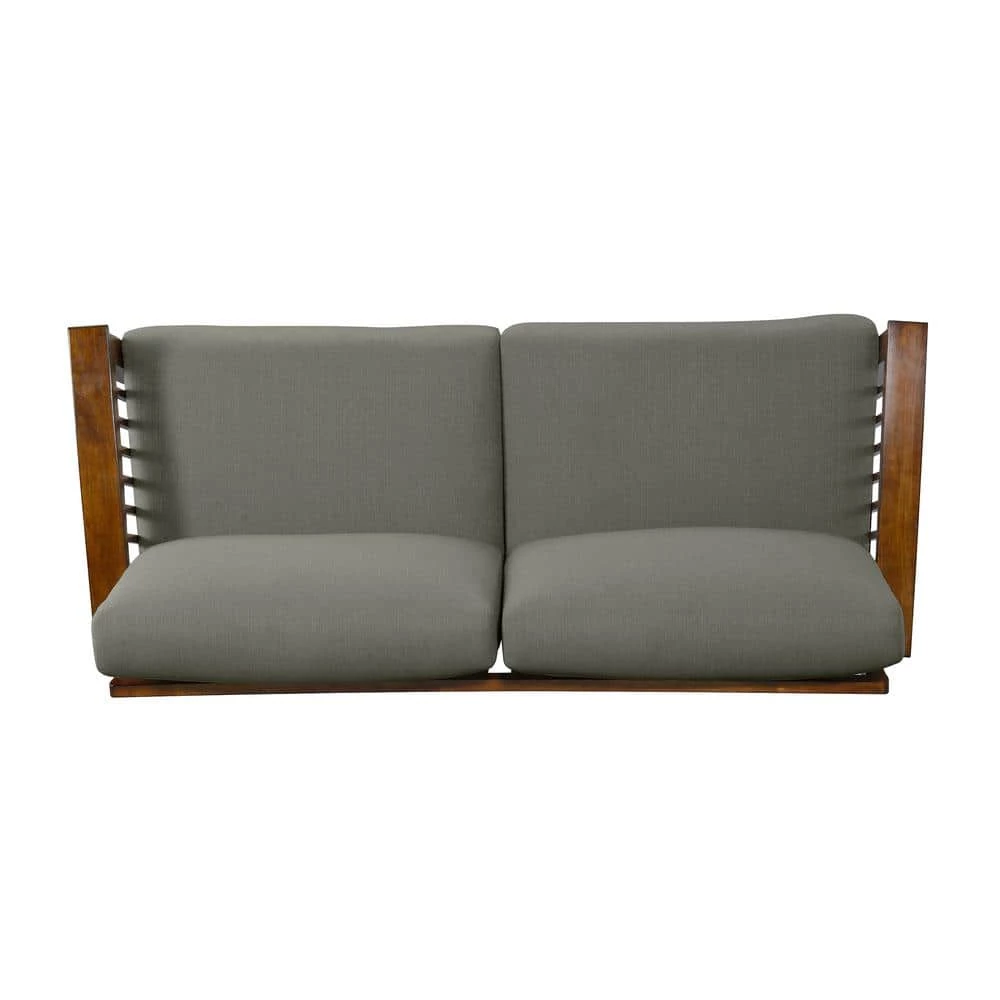 Omaha Dove Gray Linen Mission Style Sofa with Exposed Cherry Wood Frame by Handy Living 4 Omaha Dove Gray Linen Mission Style Sofa with Exposed Cherry Wood Frame by Handy Living - Image 4