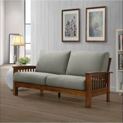 Omaha Dove Gray Linen Mission Style Sofa with Exposed Cherry Wood Frame by Handy Living 19 Omaha Dove Gray Linen Mission Style Sofa with Exposed Cherry Wood Frame by Handy Living -Jennifer Taylor Home Store dove gray handy living sofas couches mah sx lin13c c3 1000