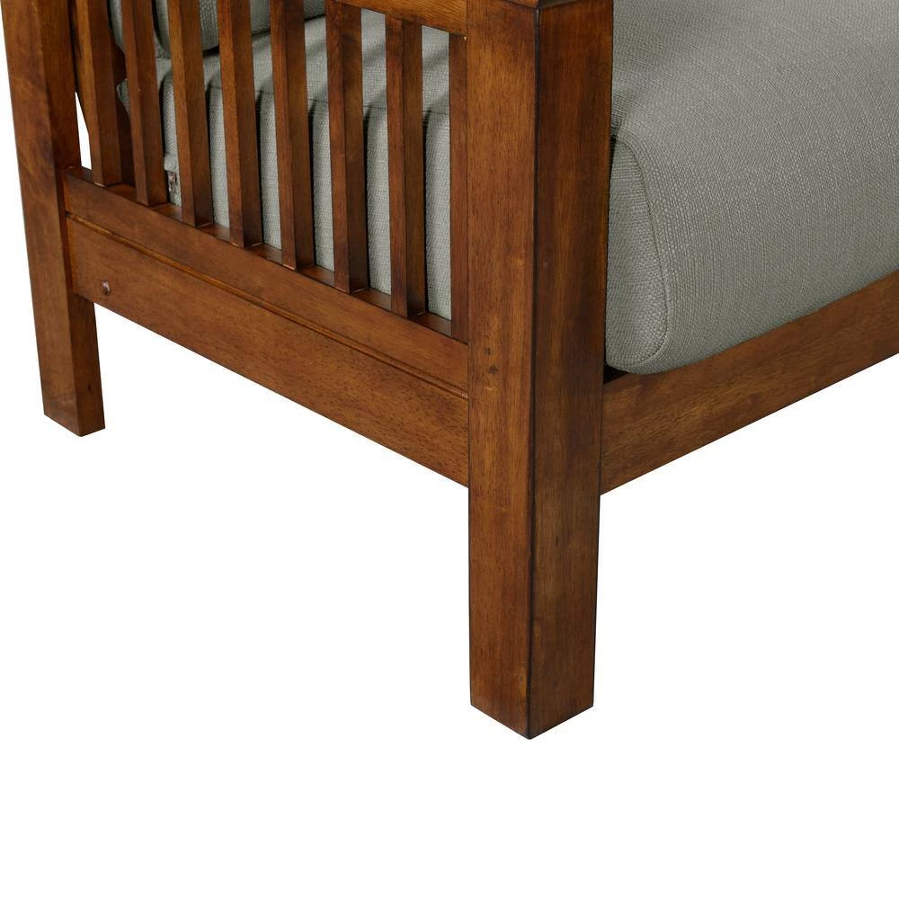 Omaha Dove Gray Linen Mission Style Sofa with Exposed Cherry Wood Frame by Handy Living 11 Omaha Dove Gray Linen Mission Style Sofa with Exposed Cherry Wood Frame by Handy Living - Image 11