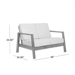 Behnken 48 in. Dove Gray Linen-Like Fabric 2-Seat Mid-Century Modern Loveseat with Exposed Wood Frame in a Cherry by Handy Living -Jennifer Taylor Home Store dove gray linen like handy living loveseats a184422 1f 1000