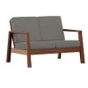 Behnken 48 in. Dove Gray Linen-Like Fabric 2-Seat Mid-Century Modern Loveseat with Exposed Wood Frame in a Cherry by Handy Living