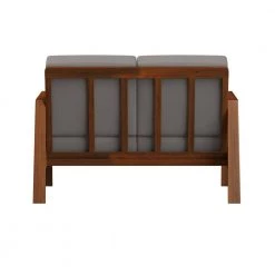 Behnken 48 in. Dove Gray Linen-Like Fabric 2-Seat Mid-Century Modern Loveseat with Exposed Wood Frame in a Cherry by Handy Living -Jennifer Taylor Home Store dove gray linen like handy living loveseats a184422 66 1000