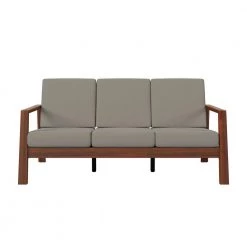 Behnken 68.75 in. W Square Arm Fabric Mid-Century Modern Straight Sofa in Dove Gray with Cherry Finished Wood Frame by Handy Living -Jennifer Taylor Home Store dove gray linen like handy living sofas couches a185955 c3 1000