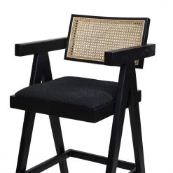 Milan 29.5 in. Modern Webbing Back Bar Stool with Arms Ebony Black Boucle (Set of 3) by Jennifer Taylor -Jennifer Taylor Home Store ebony black boucle jennifer taylor bar stools 81240 mbb 3p my 1d 1000