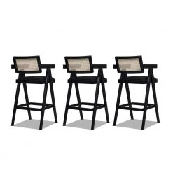 Milan 29.5 in. Modern Webbing Back Bar Stool with Arms Ebony Black Boucle (Set of 3) by Jennifer Taylor -Jennifer Taylor Home Store ebony black boucle jennifer taylor bar stools 81240 mbb 3p my a0 1000