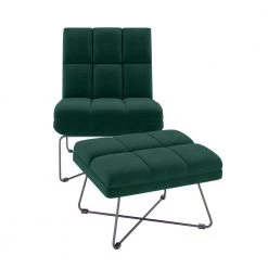 Wallis Emerald Green Velvet Modern Armless Chair and Ottoman Set by Handy Living -Jennifer Taylor Home Store emerald green handy living accent chairs a153249 4f 1000