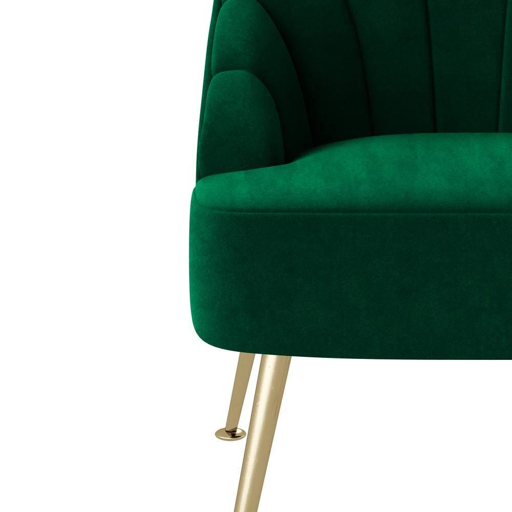 Appleby Emerald Green Velvet Modern Channel Tufted Shell Chair by Handy Living 6 Appleby Emerald Green Velvet Modern Channel Tufted Shell Chair by Handy Living - Image 6