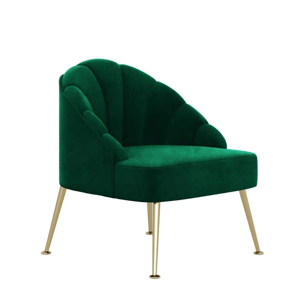 Appleby Emerald Green Velvet Modern Channel Tufted Shell Chair by Handy Living 1 Appleby Emerald Green Velvet Modern Channel Tufted Shell Chair by Handy Living