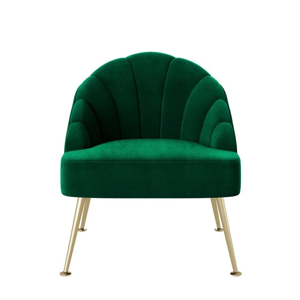 Appleby Emerald Green Velvet Modern Channel Tufted Shell Chair by Handy Living 4 Appleby Emerald Green Velvet Modern Channel Tufted Shell Chair by Handy Living - Image 4