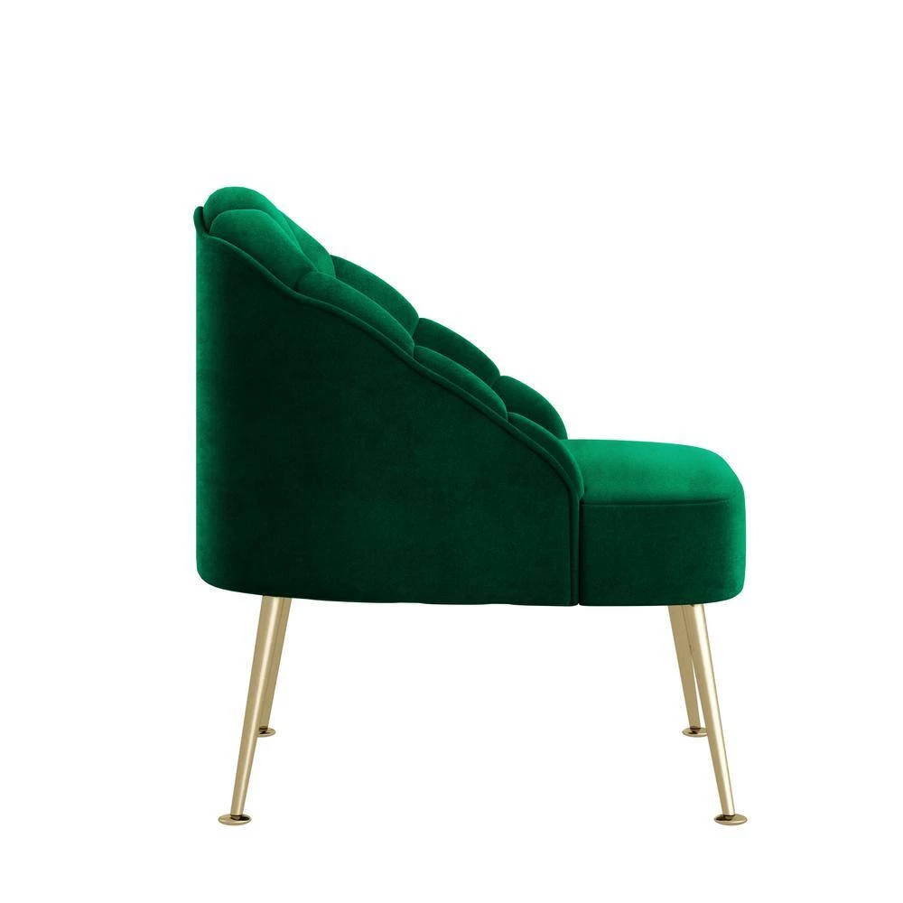 Appleby Emerald Green Velvet Modern Channel Tufted Shell Chair by Handy Living 2 Appleby Emerald Green Velvet Modern Channel Tufted Shell Chair by Handy Living - Image 2