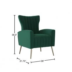 Strauss Channel-Tufted in Emerald Green Velvet Armchair by Handy Living -Jennifer Taylor Home Store emerald green handy living accent chairs a163002 40 1000