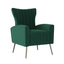 Strauss Channel-Tufted in Emerald Green Velvet Armchair by Handy Living