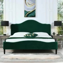 Beth Evergreen Velvet King Transitional Platform Bed Set by Jennifer Taylor -Jennifer Taylor Home Store evergreen velvet jennifer taylor platform beds 50421 4 893 2 31 1000