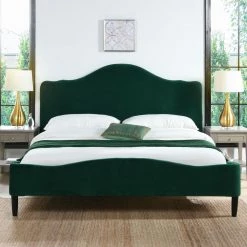 Beth Evergreen Velvet King Transitional Platform Bed Set by Jennifer Taylor
