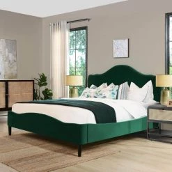 Beth Evergreen Velvet King Transitional Platform Bed Set by Jennifer Taylor -Jennifer Taylor Home Store evergreen velvet jennifer taylor platform beds 50421 4 893 2 77 1000