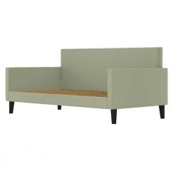 Grove Hill Fawn Gray Velvet-Like Fabric Twin Square Back Daybed with Nailhead Trim by Handy Living -Jennifer Taylor Home Store fawn gray velvet like fabric handy living daybeds a197250 40 1000
