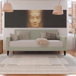 Grove Hill Fawn Gray Velvet-Like Fabric Twin Square Back Daybed with Nailhead Trim by Handy Living -Jennifer Taylor Home Store fawn gray velvet like fabric handy living daybeds a197250 c3 1000