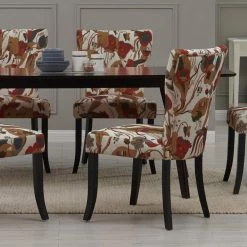 Sirena Upholstered Dining Chairs in Warm Multi-Floral (Set of 2) by Handy Living -Jennifer Taylor Home Store floral pod with hues of sand crimson gray green handy living dining chairs dc2 jgf47 164 c3 1000