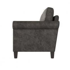 Fulton 79.8 in. Fog Gray Distressed Faux Leather 3-Seater Lawson Sofa with Removable Cushions by Handy Living -Jennifer Taylor Home Store fog gray distressed faux leather handy living sofas couches a152839 1f 1000