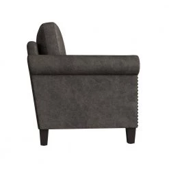 Fulton 79.8 in. Fog Gray Distressed Faux Leather 3-Seater Lawson Sofa with Removable Cushions by Handy Living -Jennifer Taylor Home Store fog gray distressed faux leather handy living sofas couches a152839 76 1000