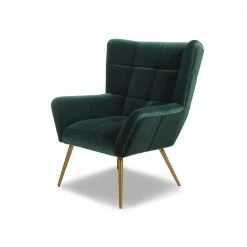 Gerald 32.5 in. Forest Green Performance Velvet Mid-Century Modern Tufted Wingback Arm Chair by Jennifer Taylor