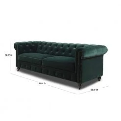 Winston 38 in. Forest Green Velvet 3-Seater Chesterfield Sofa with Nailheads by Jennifer Taylor -Jennifer Taylor Home Store forest green velvet jennifer taylor sofas couches 64020 3 mvf 40 1000