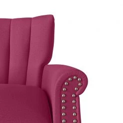 Duncan Fuchsia Pink Velour Channel Tufted Rolled Arm Chair and Ottoman Set by Handy Living -Jennifer Taylor Home Store fuchsia pink handy living accent chairs a153188 44 1000