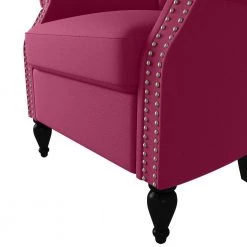 Duncan Fuchsia Pink Velour Channel Tufted Rolled Arm Chair and Ottoman Set by Handy Living -Jennifer Taylor Home Store fuchsia pink handy living accent chairs a153188 fa 1000