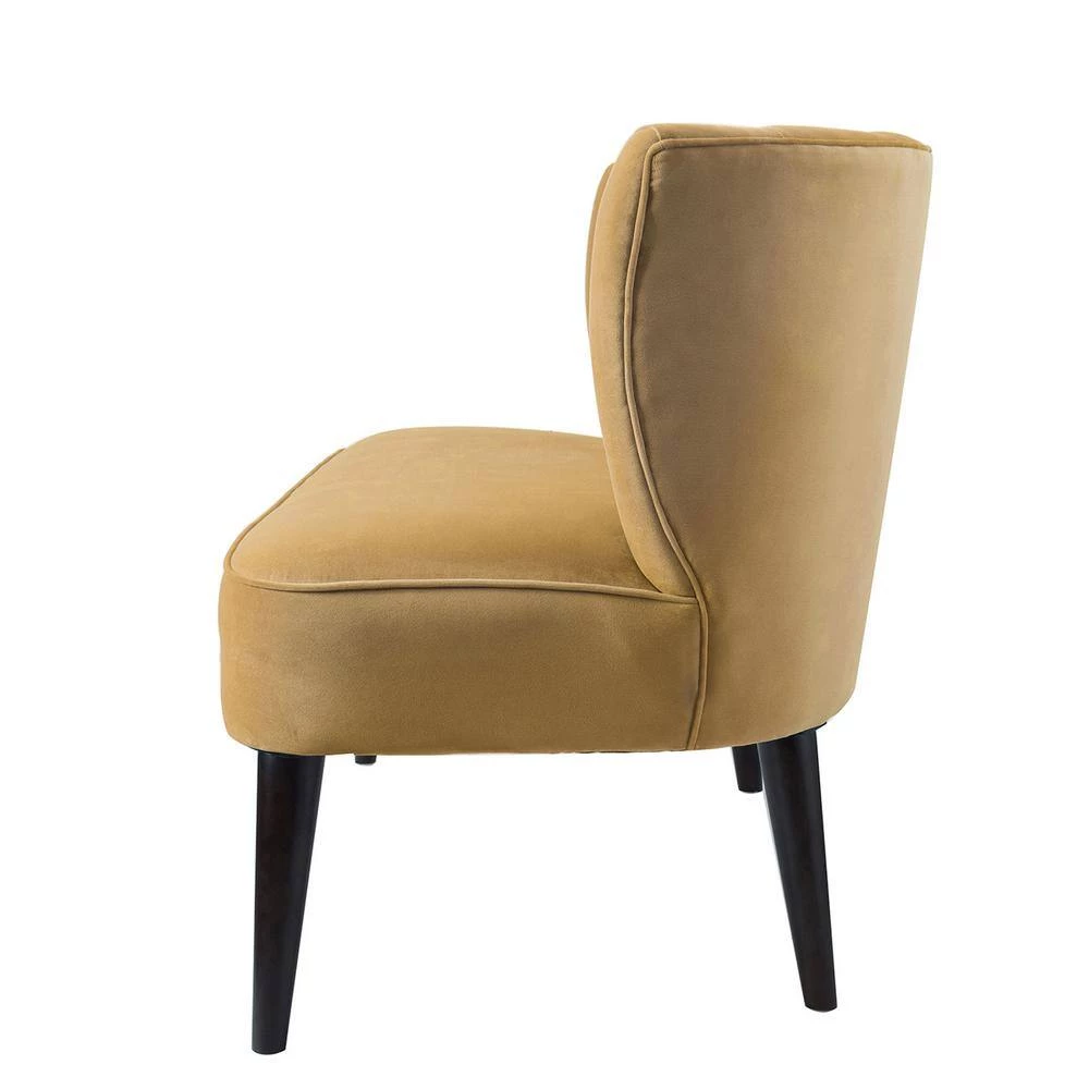 Becca 52 in. Gold Channel Button Tufted Velvet 2-Seater Armless Settee with Wood Legs by Jennifer Taylor 5 Becca 52 in. Gold Channel Button Tufted Velvet 2-Seater Armless Settee with Wood Legs by Jennifer Taylor - Image 5