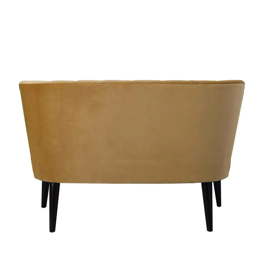 Becca 52 in. Gold Channel Button Tufted Velvet 2-Seater Armless Settee with Wood Legs by Jennifer Taylor 6 Becca 52 in. Gold Channel Button Tufted Velvet 2-Seater Armless Settee with Wood Legs by Jennifer Taylor - Image 6