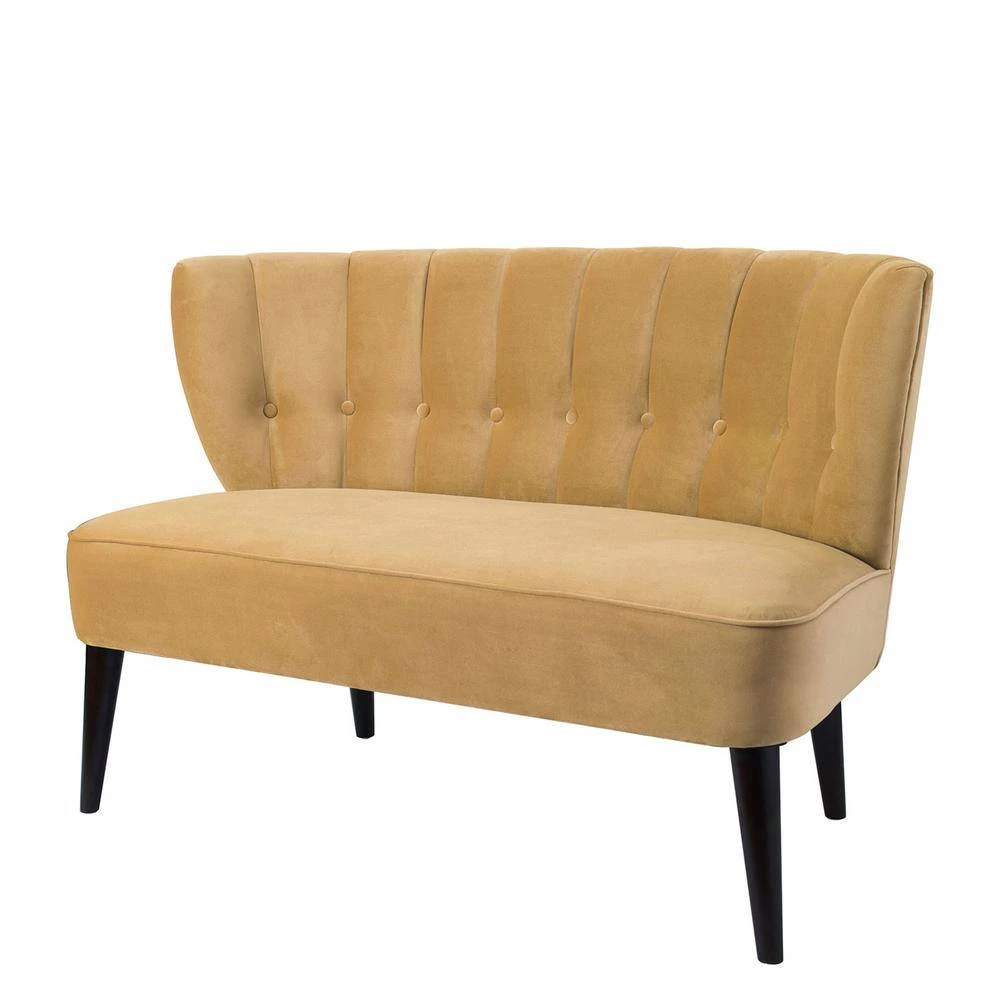 Becca 52 in. Gold Channel Button Tufted Velvet 2-Seater Armless Settee with Wood Legs by Jennifer Taylor 4 Becca 52 in. Gold Channel Button Tufted Velvet 2-Seater Armless Settee with Wood Legs by Jennifer Taylor - Image 4
