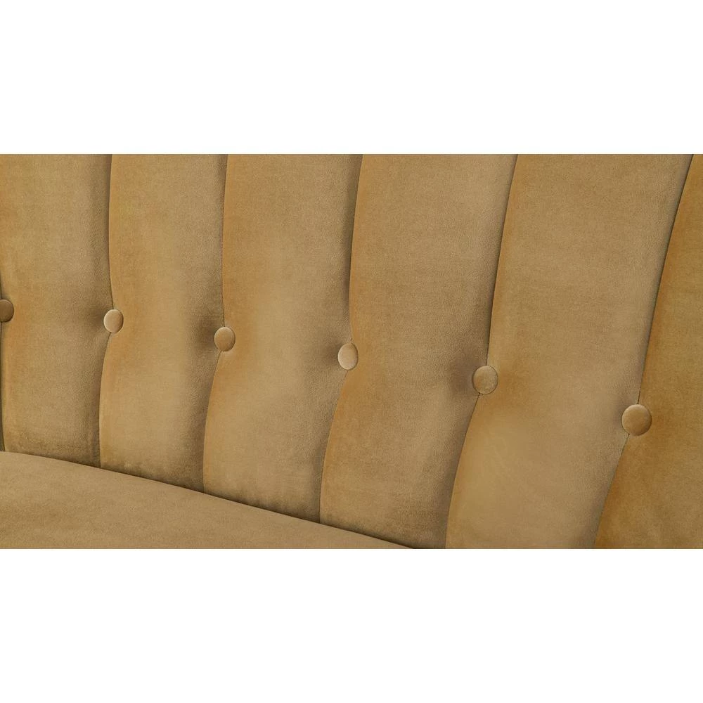 Becca 52 in. Gold Channel Button Tufted Velvet 2-Seater Armless Settee with Wood Legs by Jennifer Taylor 8 Becca 52 in. Gold Channel Button Tufted Velvet 2-Seater Armless Settee with Wood Legs by Jennifer Taylor - Image 8