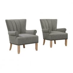 Munrow Granite Gray Rolled Arm Chairs (Set of 2) by Handy Living