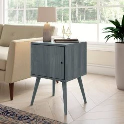 Freemont Gray Mid Century Modern Square Wood Chest Style End Table with Door by Handy Living -Jennifer Taylor Home Store gray handy living end side tables a148870 31 1000