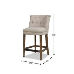 Emma 39 in. Greige Gray Tufted Rubber Wood 27 in. Counter Height Bar Stool with Linen Seat by Jennifer Taylor 12 Emma 39 in. Greige Gray Tufted Rubber Wood 27 in. Counter Height Bar Stool with Linen Seat by Jennifer Taylor -Jennifer Taylor Home Store greige gray linen jennifer taylor bar stools 81171 mlg 40 1000