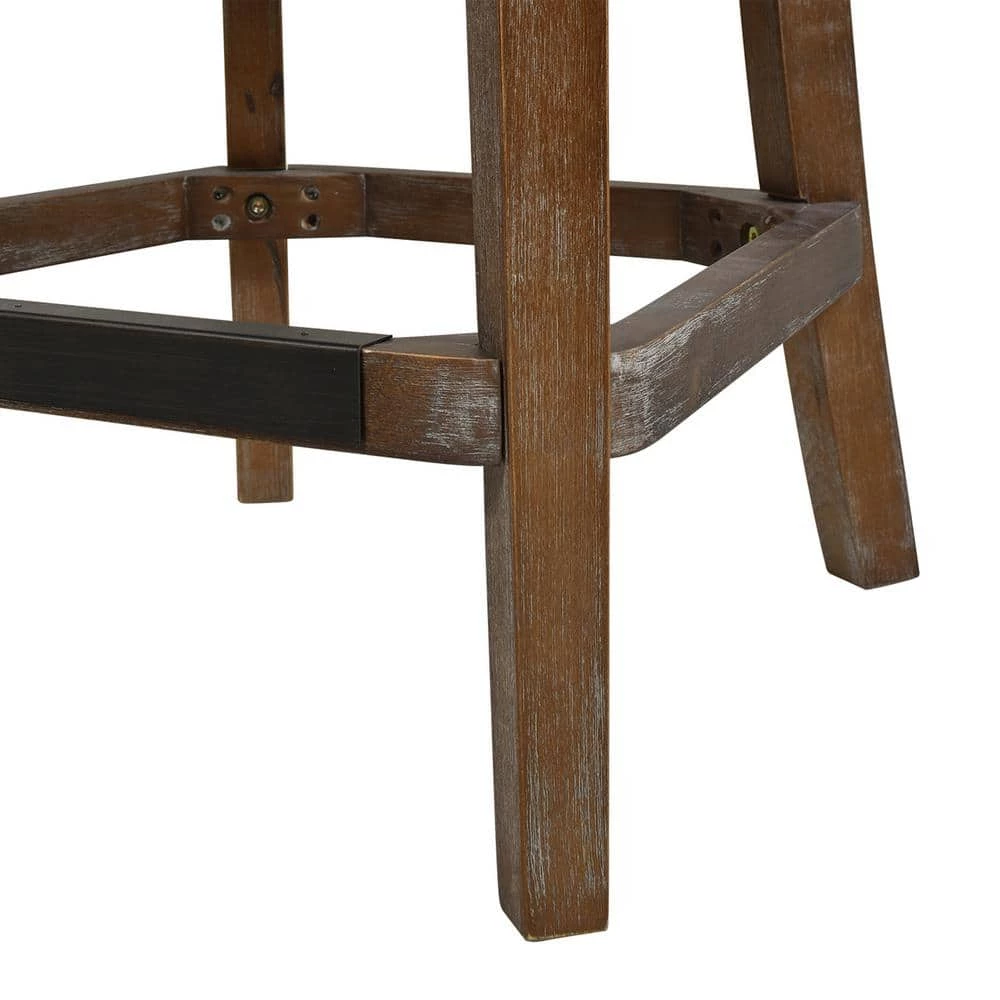 Emma 39 in. Greige Gray Tufted Rubber Wood 27 in. Counter Height Bar Stool with Linen Seat by Jennifer Taylor 8 Emma 39 in. Greige Gray Tufted Rubber Wood 27 in. Counter Height Bar Stool with Linen Seat by Jennifer Taylor - Image 8