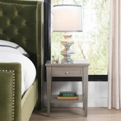 Dauphin 20 in. Grey Cashmere Wood Storage Shelf Side Table by Jennifer Taylor -Jennifer Taylor Home Store grey cashmere jennifer taylor end side tables ctg87041 31 1000