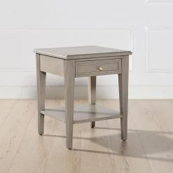 Dauphin 20 in. Grey Cashmere Wood Storage Shelf Side Table by Jennifer Taylor