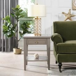 Dauphin 20 in. Grey Cashmere Wood Storage Shelf Side Table by Jennifer Taylor -Jennifer Taylor Home Store grey cashmere jennifer taylor end side tables ctg87041 77 1000
