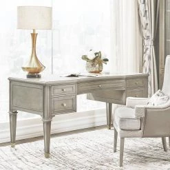 Dauphin Grey Cashmere Gold Accent 5-Drawer Wood Desk by Jennifer Taylor -Jennifer Taylor Home Store grey cashmere jennifer taylor furniture parts bgz87090 31 1000