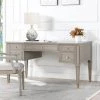 Dauphin Grey Cashmere Gold Accent 5-Drawer Wood Desk by Jennifer Taylor