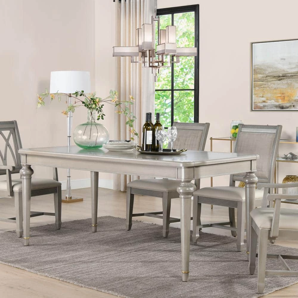Dauphin 71 in. Cashmere Gray Birchwood Rectangular 6-Seater Dining Table by Jennifer Taylor 5 Dauphin 71 in. Cashmere Gray Birchwood Rectangular 6-Seater Dining Table by Jennifer Taylor - Image 5