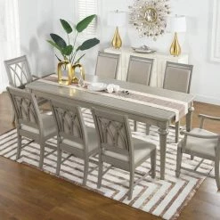 Dauphin 86.5 in. Rectangle Grey Cashmere Wood 8-Seat Dining Table by Jennifer Taylor -Jennifer Taylor Home Store grey cashmere jennifer taylor kitchen dining tables cz87112 31 1000