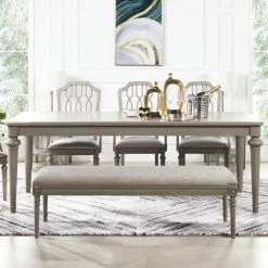 Dauphin 86.5 in. Rectangle Grey Cashmere Wood 8-Seat Dining Table by Jennifer Taylor -Jennifer Taylor Home Store grey cashmere jennifer taylor kitchen dining tables cz87112 c3 1000
