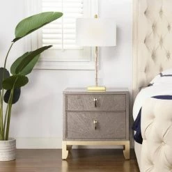 Vegas 23.5" 2-Drawer Storage End Table, Weathered Oak Veneer by Jennifer Taylor -Jennifer Taylor Home Store grey jennifer taylor nightstands ctg87160 1d 1000