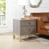 Vegas 23.5" 2-Drawer Storage End Table, Weathered Oak Veneer by Jennifer Taylor
