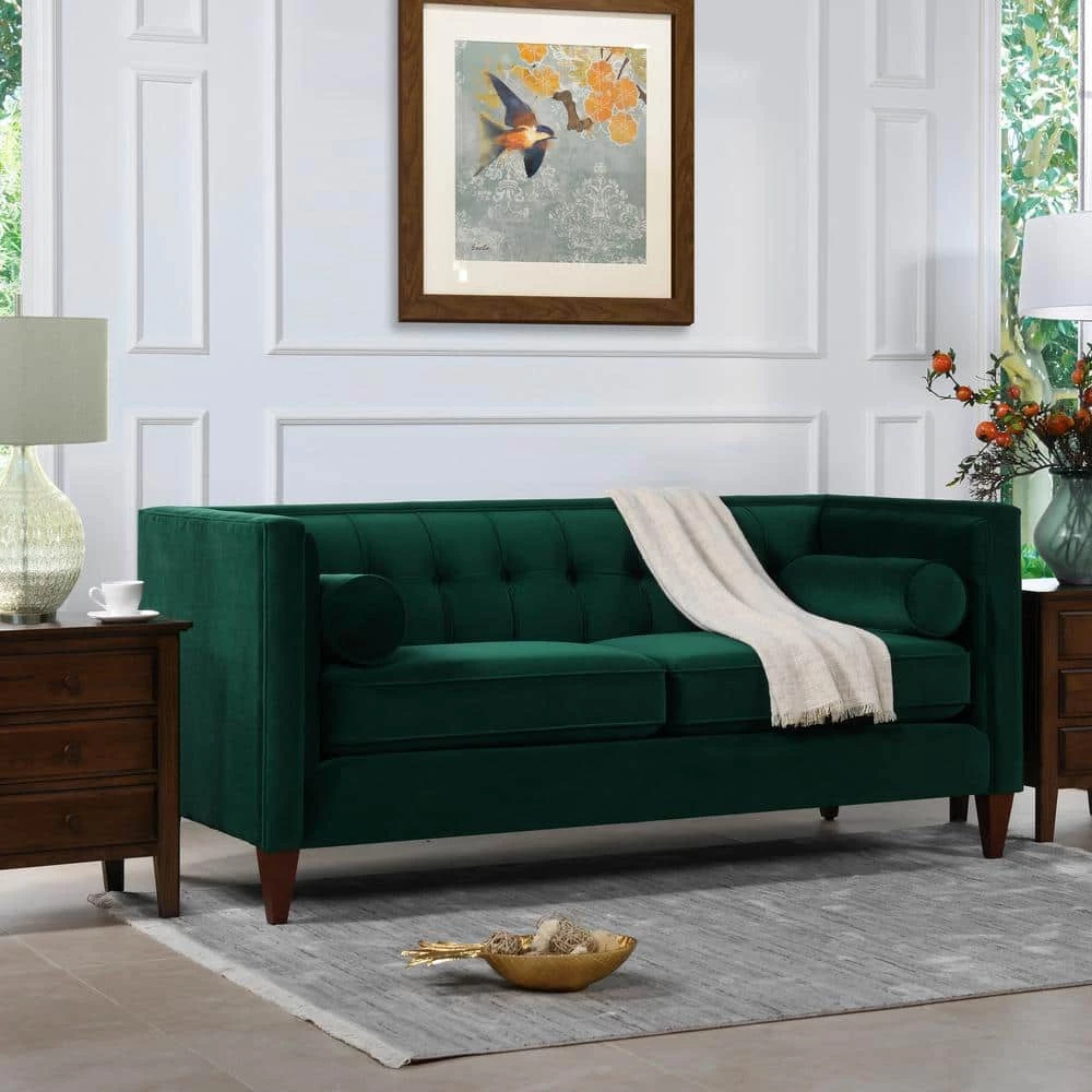 Jack 71" Modern Tuxedo Tufted Loveseat, Evergreen Velvet by Jennifer Taylor 1 Jack 71" Modern Tuxedo Tufted Loveseat, Evergreen Velvet by Jennifer Taylor
