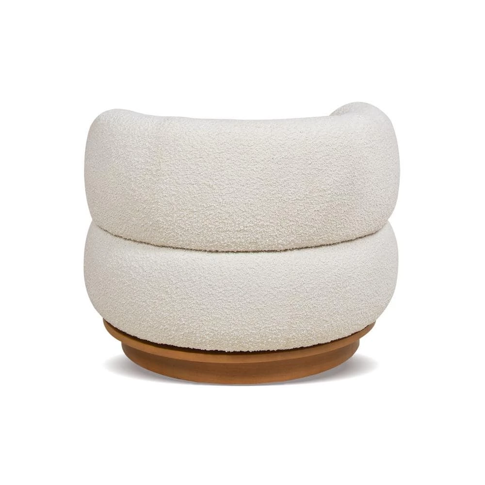 Fuji 360 Swivel Ivory White Boucle Low Barrel Back Accent Chair by Jennifer Taylor 5 Fuji 360 Swivel Ivory White Boucle Low Barrel Back Accent Chair by Jennifer Taylor - Image 5