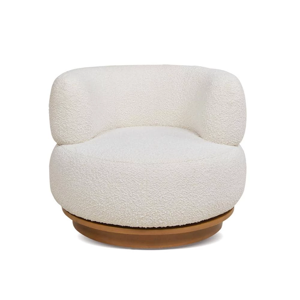 Fuji 360 Swivel Ivory White Boucle Low Barrel Back Accent Chair by Jennifer Taylor 1 Fuji 360 Swivel Ivory White Boucle Low Barrel Back Accent Chair by Jennifer Taylor