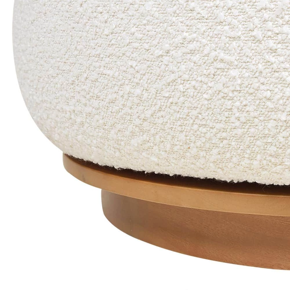 Fuji 360 Swivel Ivory White Boucle Low Barrel Back Accent Chair by Jennifer Taylor 6 Fuji 360 Swivel Ivory White Boucle Low Barrel Back Accent Chair by Jennifer Taylor - Image 6